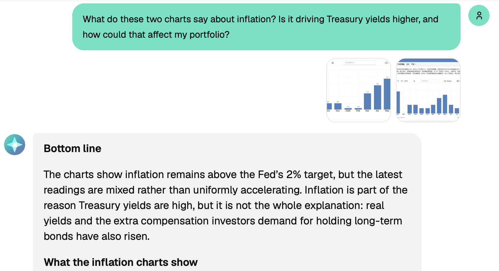 Compare two charts and ask follow-up questions