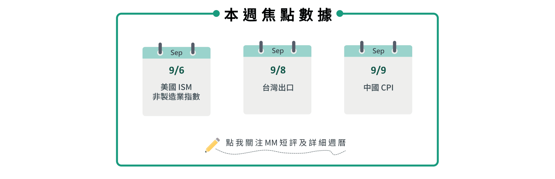 全球金融】本周重要关注: 美国非製造业指数、中国CPI、台湾出口（9/4 ~ 9/9） | 博客| MacroMicro 财经M平方