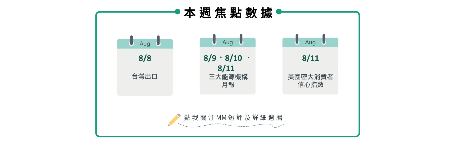 本週關注】美國密大消費者信心指數、台灣出口、三大能源機構月報（8/7 ~ 8/11） | 部落格| MacroMicro 財經M平方